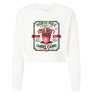 Old Fashioned North Pole Candy Cane Company Elf Christmas Cropped Pullover Crew