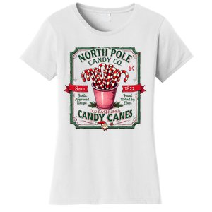 Old Fashioned North Pole Candy Cane Company Elf Christmas Women's T-Shirt