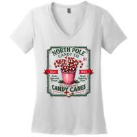 Old Fashioned North Pole Candy Cane Company Elf Christmas Women's V-Neck T-Shirt