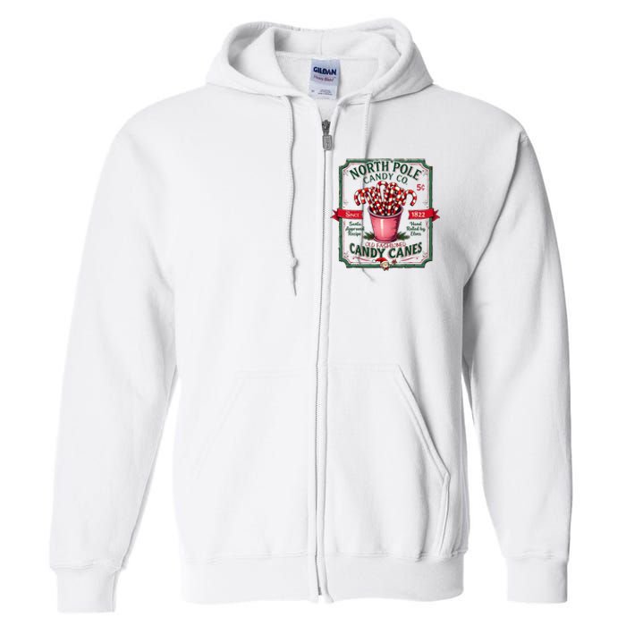 Old Fashioned North Pole Candy Cane Company Elf Christmas Full Zip Hoodie