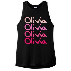 Olivia First Name D Boy Girl Baby Birth Day Ladies PosiCharge Tri-Blend Wicking Tank