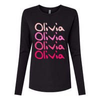 Olivia First Name D Boy Girl Baby Birth Day Womens Cotton Relaxed Long Sleeve T-Shirt