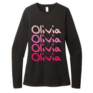 Olivia First Name D Boy Girl Baby Birth Day Womens CVC Long Sleeve Shirt