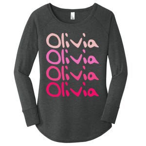 Olivia First Name D Boy Girl Baby Birth Day Women's Perfect Tri Tunic Long Sleeve Shirt