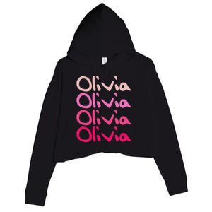 Olivia First Name D Boy Girl Baby Birth Day Crop Fleece Hoodie