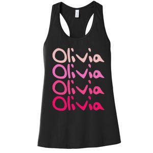 Olivia First Name D Boy Girl Baby Birth Day Women's Racerback Tank