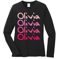 Olivia First Name D Boy Girl Baby Birth Day Ladies Long Sleeve Shirt