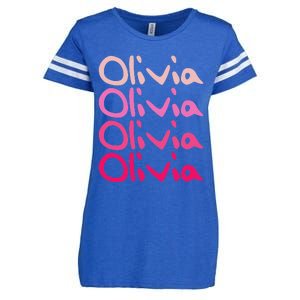 Olivia First Name D Boy Girl Baby Birth Day Enza Ladies Jersey Football T-Shirt