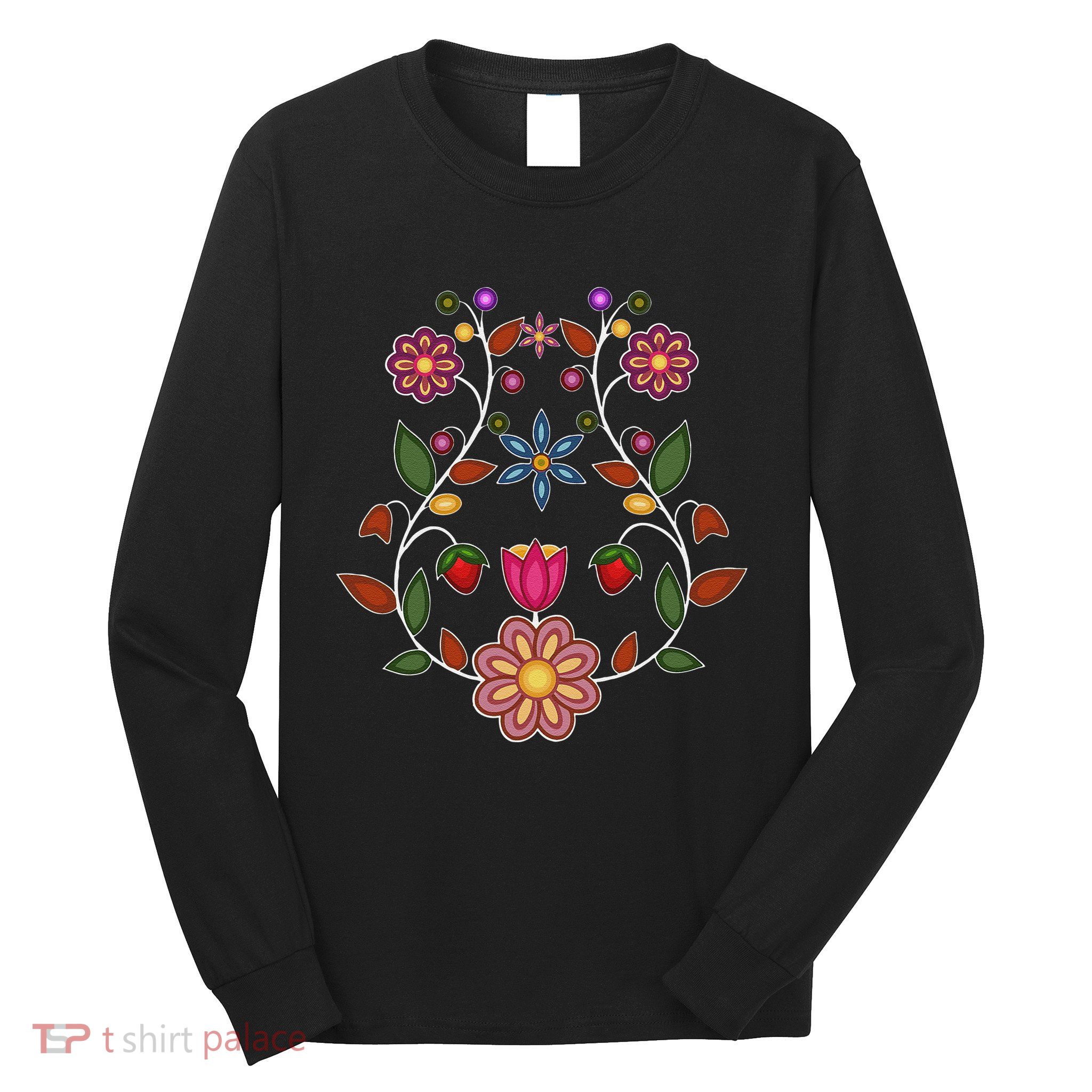 Ojibwe Floral Native Wild Flowers Indigenous Cute Botanical Long Sleeve Shirt