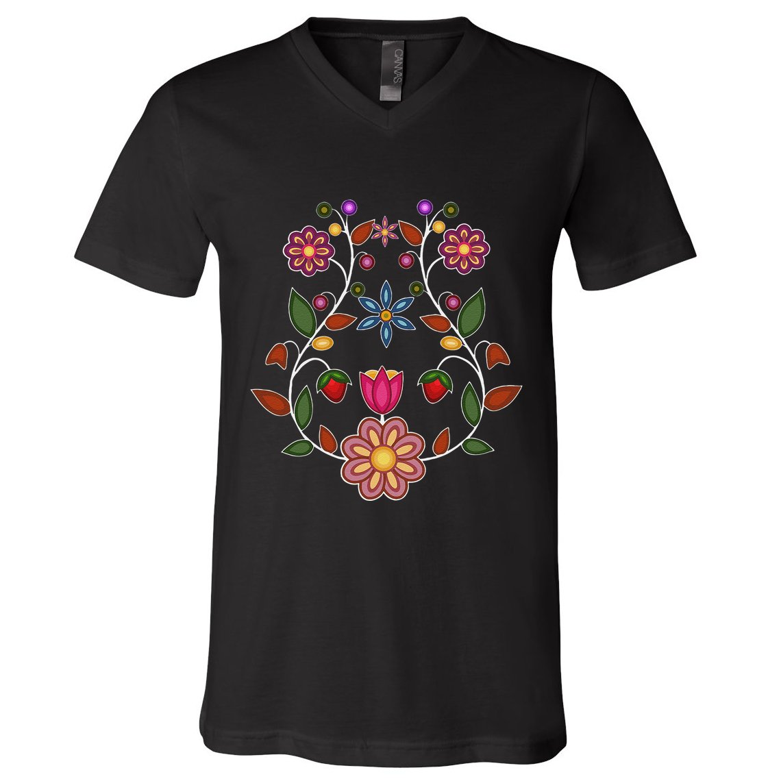 Ojibwe Floral Native Wild Flowers Indigenous Cute Botanical V-Neck T-Shirt