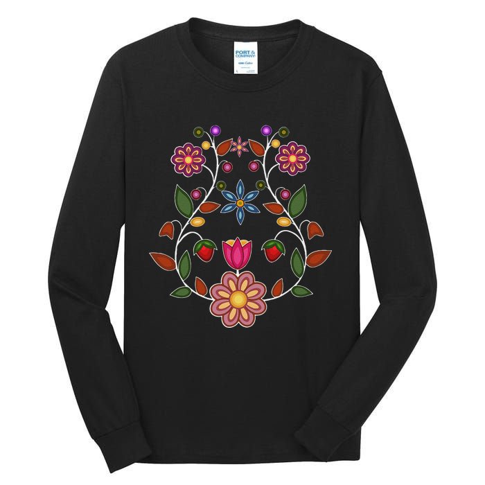 Ojibwe Floral Native Wild Flowers Indigenous Cute Botanical Tall Long Sleeve T-Shirt