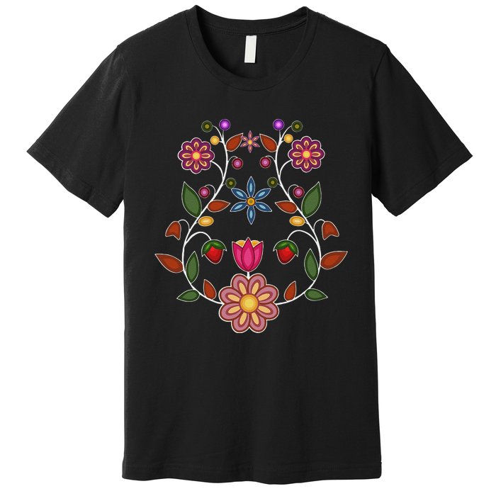 Ojibwe Floral Native Wild Flowers Indigenous Cute Botanical Premium T-Shirt