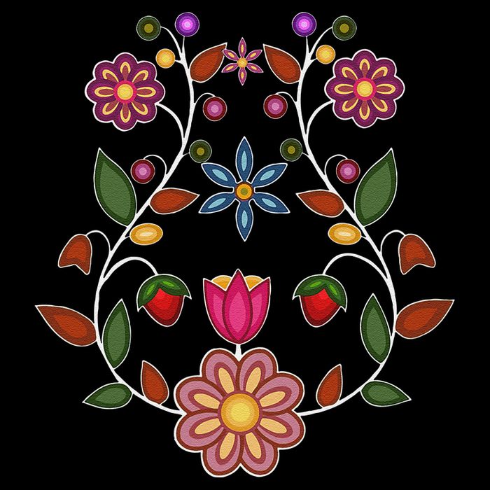 Ojibwe Floral Native Wild Flowers Indigenous Cute Botanical Women's V-Neck T-Shirt