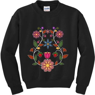 Ojibwe Floral Native Wild Flowers Indigenous Cute Botanical Kids Sweatshirt