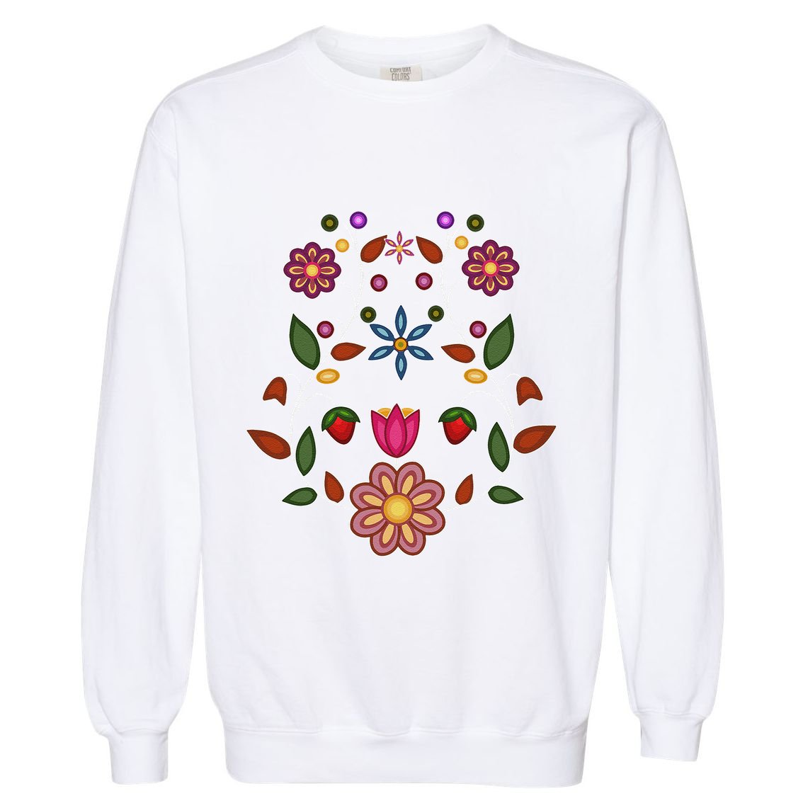 Ojibwe Floral Native Wild Flowers Indigenous Cute Botanical Garment-Dyed Sweatshirt