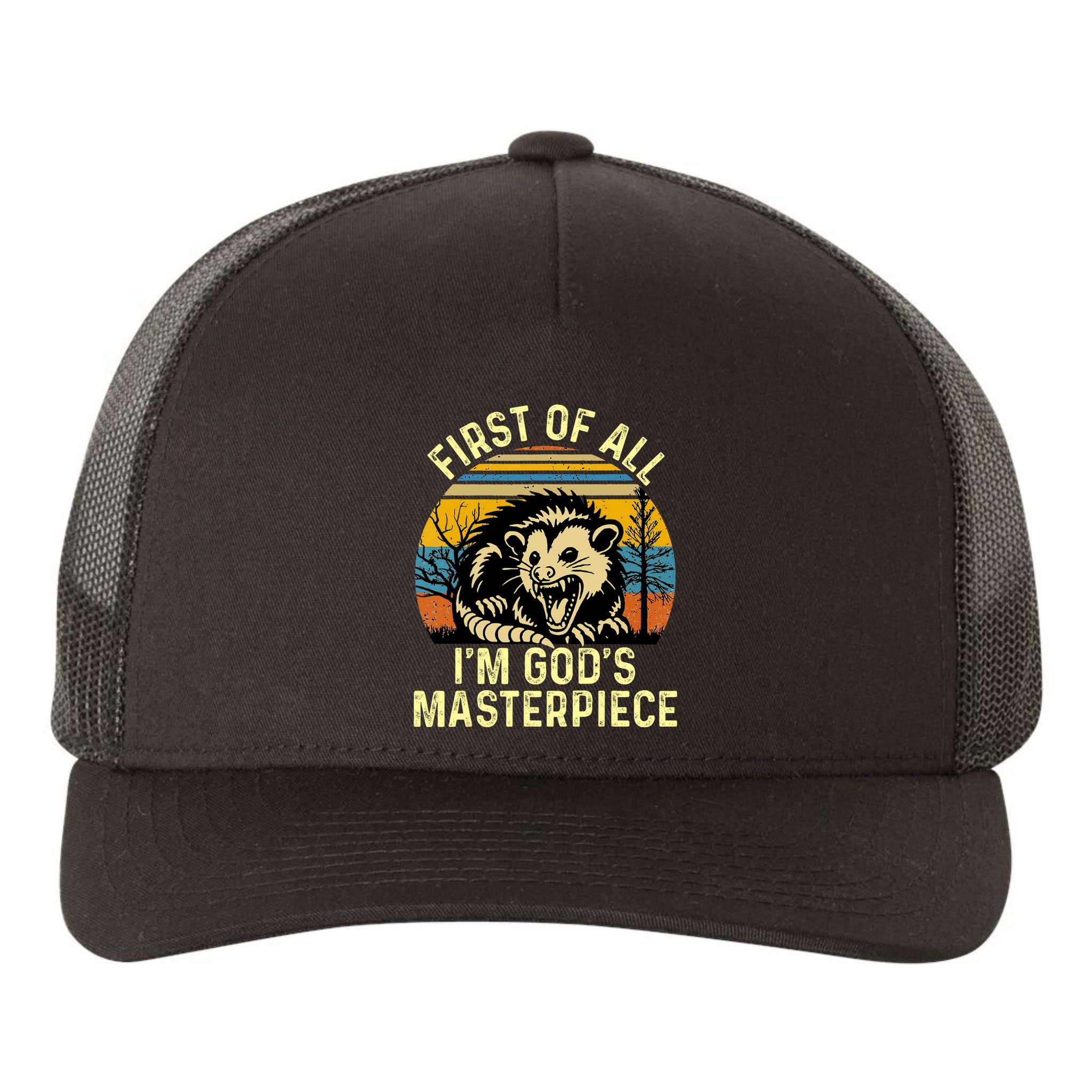 Opossum First Of All IM GodS Masterpiece Yupoong Adult 5-Panel Trucker Hat