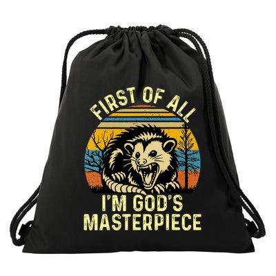 Opossum First Of All IM GodS Masterpiece Drawstring Bag