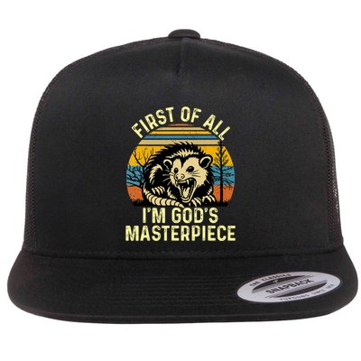 Opossum First Of All IM GodS Masterpiece Flatbill Hat