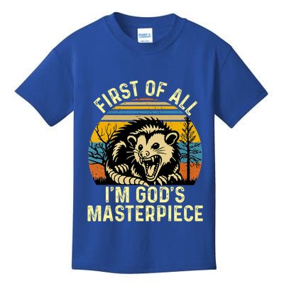 Opossum First Of All IM GodS Masterpiece Kids T-Shirt