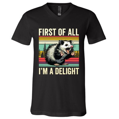 Opossum First Of All Im A Delight Possum V-Neck T-Shirt