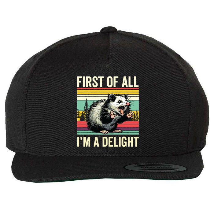 Opossum First Of All Im A Delight Possum Wool Snapback Cap