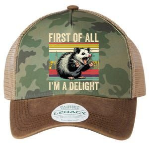 Opossum First Of All Im A Delight Possum Legacy Tie Dye Trucker Hat