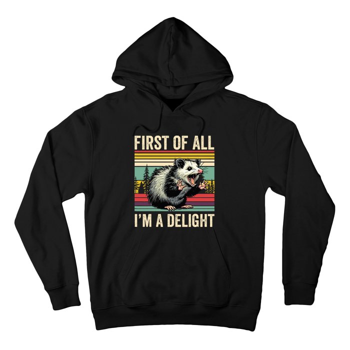 Opossum First Of All Im A Delight Possum Hoodie