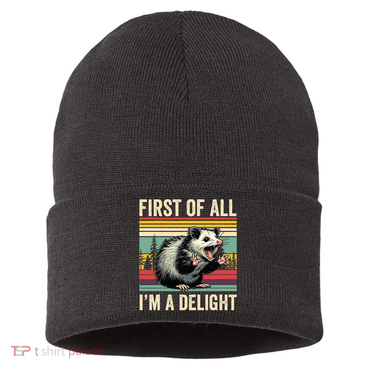 Opossum First Of All Im A Delight Possum Sustainable Knit Beanie