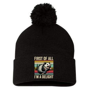 Opossum First Of All Im A Delight Possum Pom Pom 12in Knit Beanie