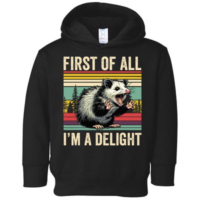 Opossum First Of All Im A Delight Possum Toddler Hoodie