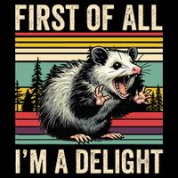 Opossum First Of All Im A Delight Possum Cropped Pullover Crew