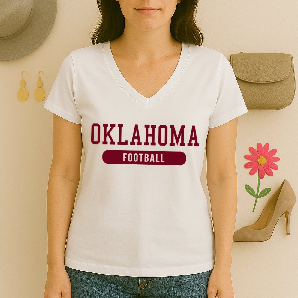 Oklahoma Football Women's V-Neck T-Shirt