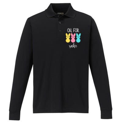 Oh For Peeps Sake Easter Funny Cute Performance Long Sleeve Polo