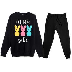 Oh For Peeps Sake Easter Funny Cute Premium Crewneck Sweatsuit Set