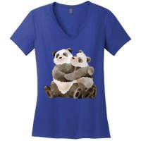 Outfit For Panda Fan: Cute Panda Couple In Watercolour Style Gift Women's V-Neck T-Shirt