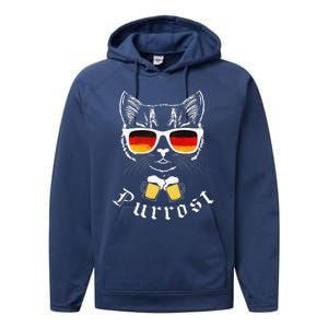 Oktoberfest Funny Prost Pun Purrost Cat Performance Fleece Hoodie