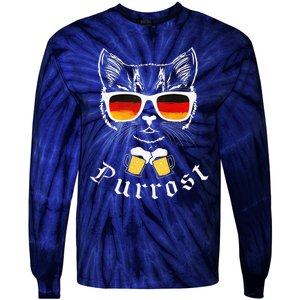 Oktoberfest Funny Prost Pun Purrost Cat Tie-Dye Long Sleeve Shirt