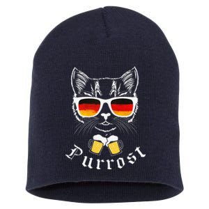 Oktoberfest Funny Prost Pun Purrost Cat Short Acrylic Beanie