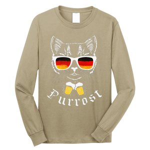 Oktoberfest Funny Prost Pun Purrost Cat Long Sleeve Shirt