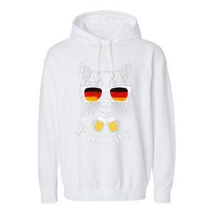 Oktoberfest Funny Prost Pun Purrost Cat Garment-Dyed Fleece Hoodie