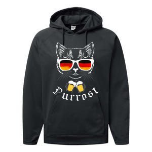 Oktoberfest Funny Prost Pun Purrost Cat Performance Fleece Hoodie