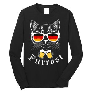 Oktoberfest Funny Prost Pun Purrost Cat Long Sleeve Shirt