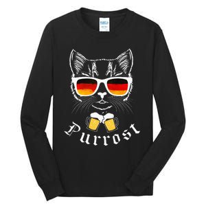 Oktoberfest Funny Prost Pun Purrost Cat Tall Long Sleeve T-Shirt