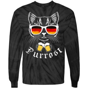 Oktoberfest Funny Prost Pun Purrost Cat Tie-Dye Long Sleeve Shirt