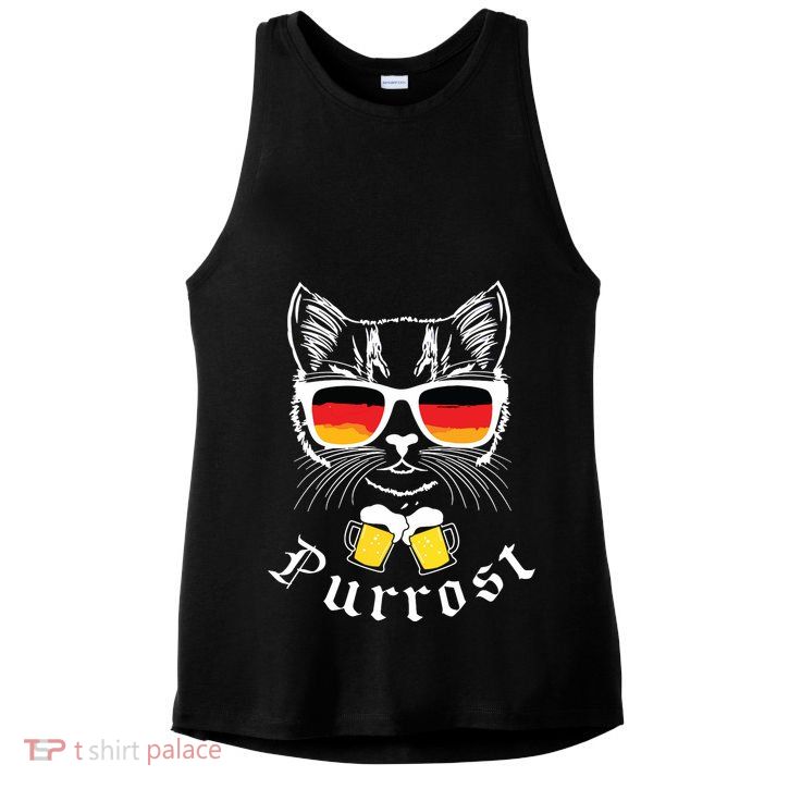 Oktoberfest Funny Prost Pun Purrost Cat Ladies PosiCharge Tri-Blend Wicking Tank