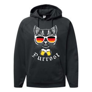 Oktoberfest Funny Prost Pun Purrost Cat Performance Fleece Hoodie