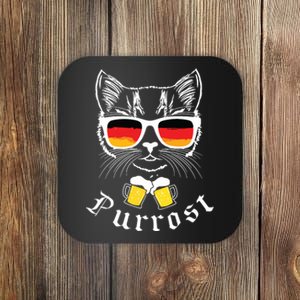 Oktoberfest Funny Prost Pun Purrost Cat Coaster