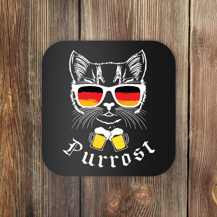 Oktoberfest Funny Prost Pun Purrost Cat Coaster