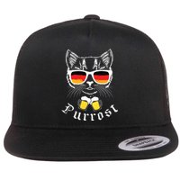 Oktoberfest Funny Prost Pun Purrost Cat Flat Bill Trucker Hat