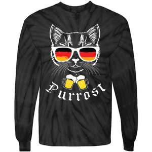 Oktoberfest Funny Prost Pun Purrost Cat Tie-Dye Long Sleeve Shirt